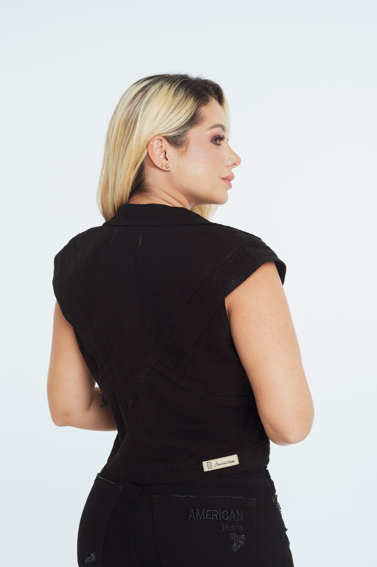 Chaleco Negro Denim Ref 10022