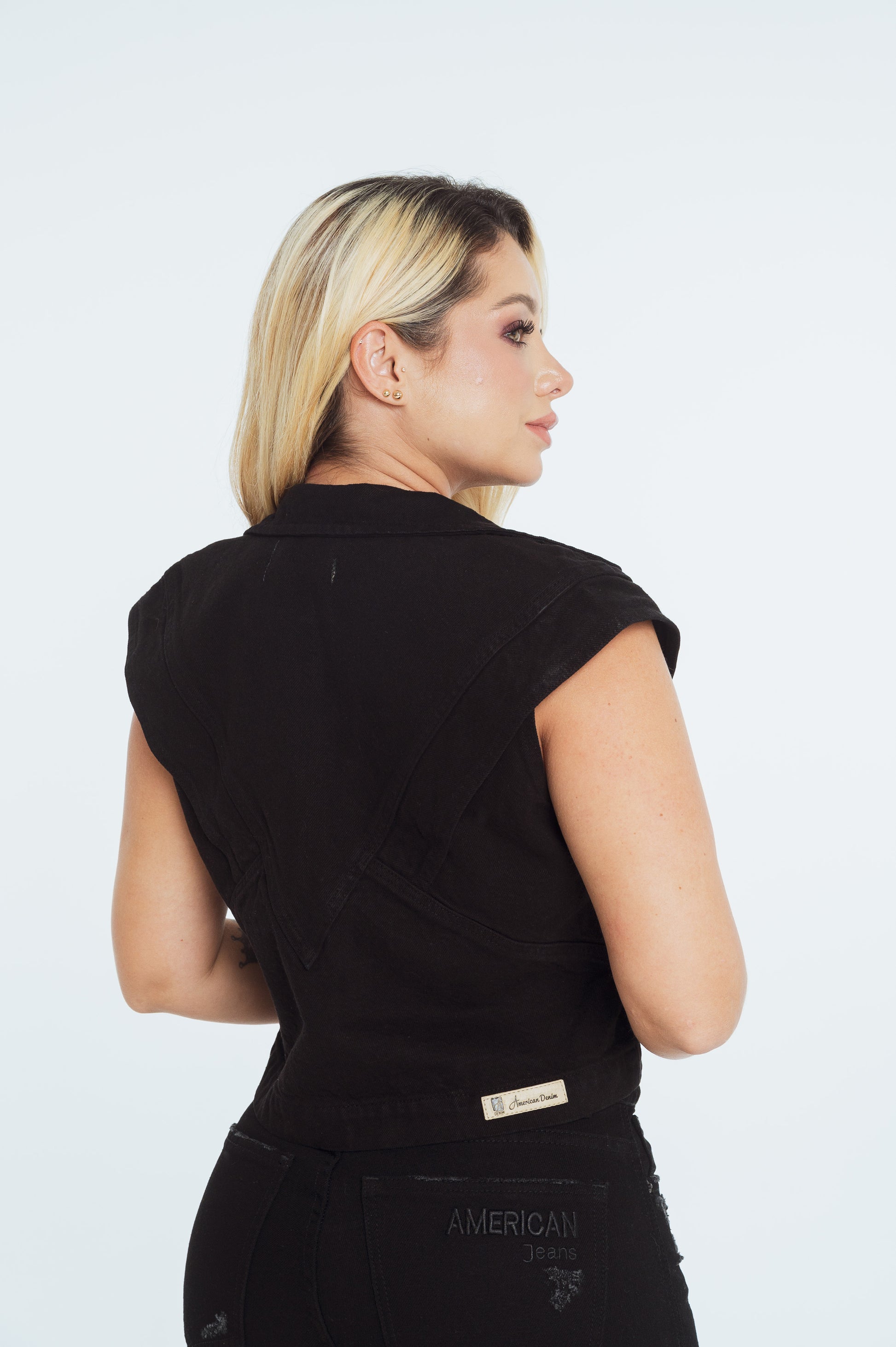 Chaleco Negro Denim Ref 10022
