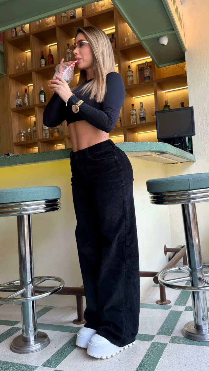 Jeans Palazzo Cordoroy Negro Ref 10048